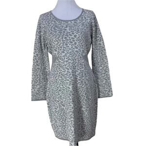 NEW Karl Lagerfeld Paris Leopard Animal Print Dress Large Midi Stretchy Large
